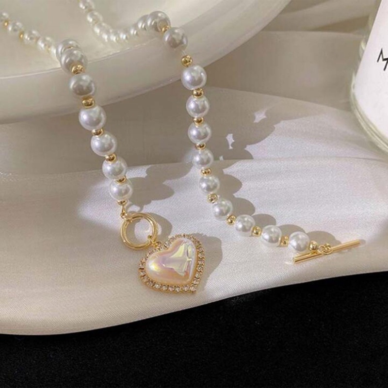 Fancyqube Kalung Rantai Choker Manik-Manik Mutiara Hati Gaya Boho Untuk Hadiah Valentine