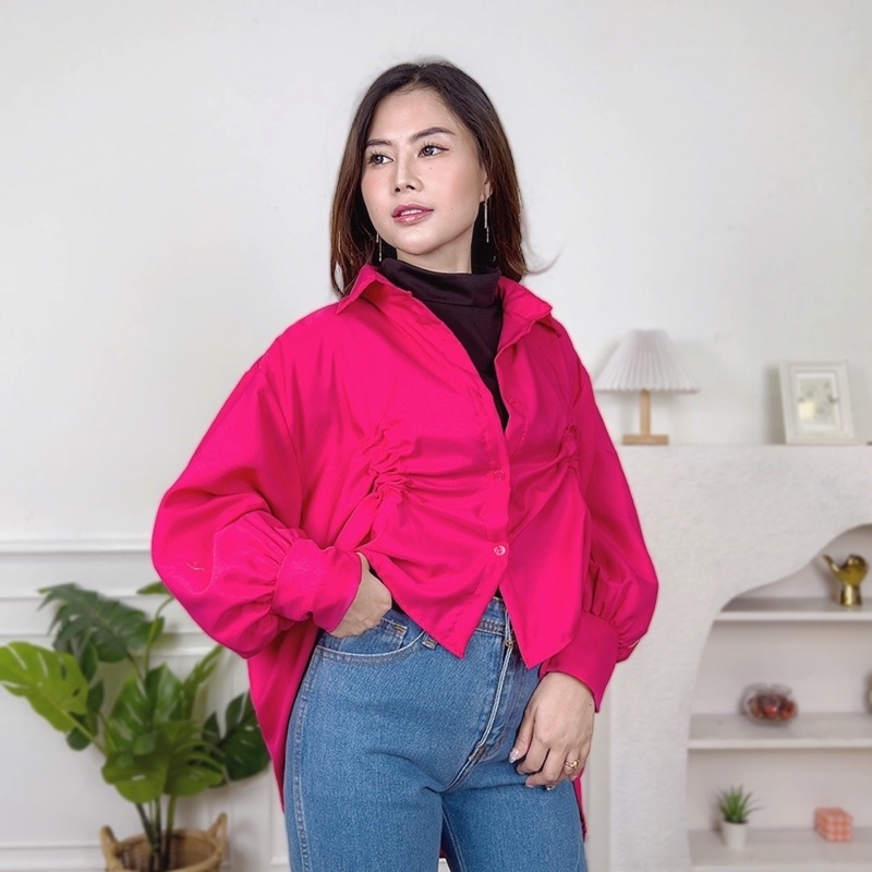 AFI - EC - Becca Ruched Oversize Kemeja Serut Depan XXL