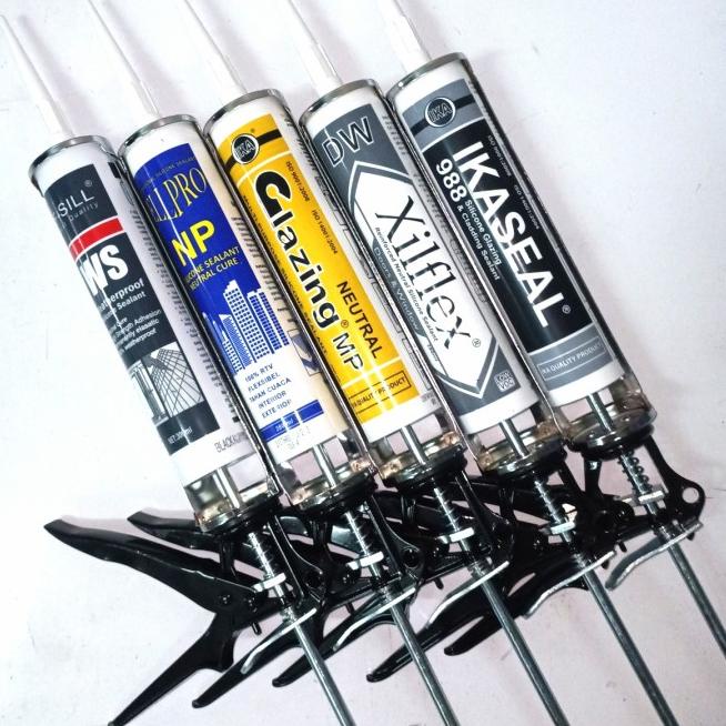 

PAKET GUN+SILICONE SEALANT NETRAL /NON ASAM OUT DOOR IN DOOR USE - Bening Clear