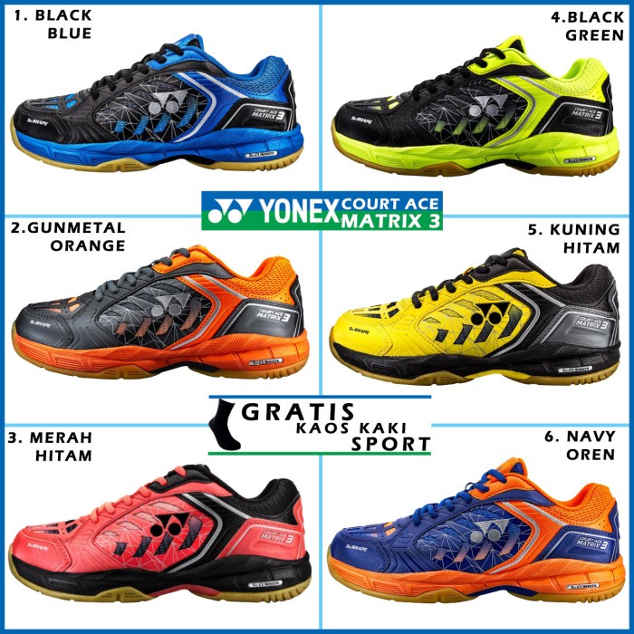 Yonex All England 05 Sepatu Badminton Yonex Original Warna Merah - Black Blue, 40