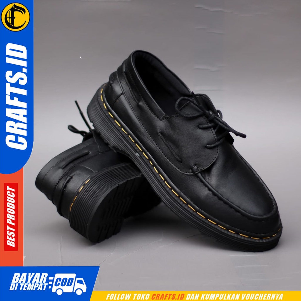 CRAFTS baltir - Sepatu Pantofel Formal Docmart Low Boots Kulit Asli Kerja Pria