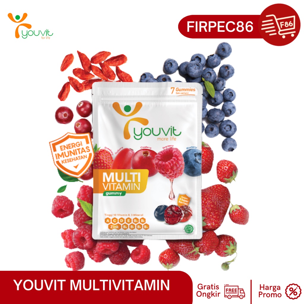 Youvit Multivitamin Dewasa 1 Sachet Vit. C, D, Zink &amp; Superberries