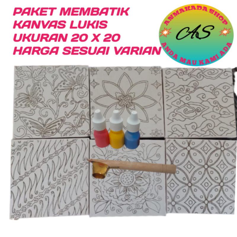 

Kanvas lukis 20X20 Batik paket canting