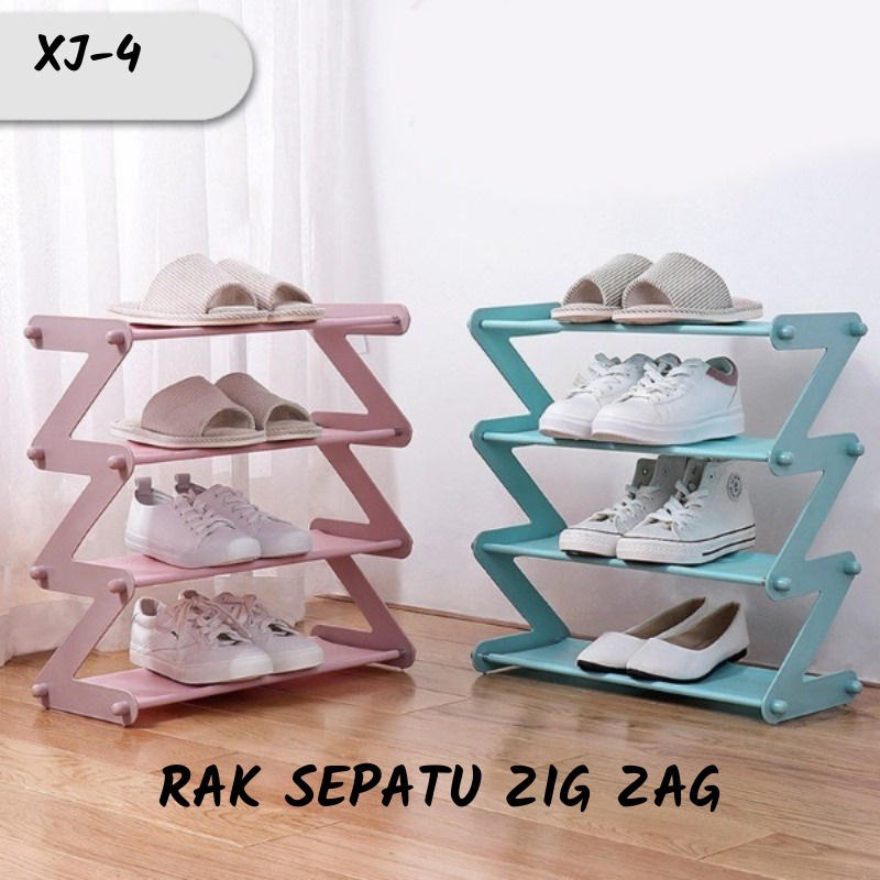 PROMO Rak Sepatu 4 Susun Portable Plastik Motif Lucu Multifungsi Mudah Bongkar Pasang - TERMURAH