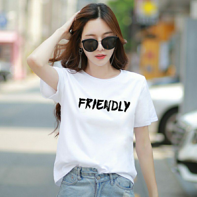 Kaos Wanita Distro FRIENDLY Kaos Oblong Wanita Lengan Pendek