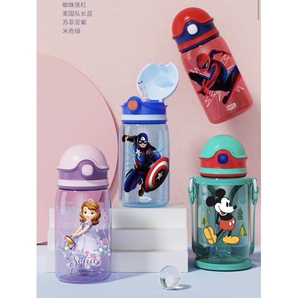 Botol Minum Tritan Sedot Spiderman Super Hero / Botol Minum Captain Mickey Sophia