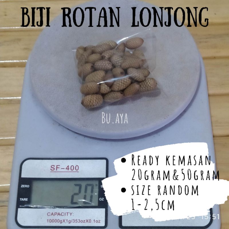 BK10 50gram Biji rotan lonjong bunga kering biji kolase bahan ringbox mahar rustik