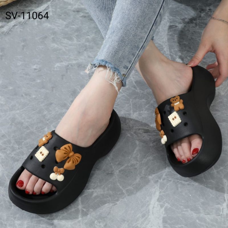Medan Termurah Best seller Sandal wedges kekinian cute bear sendal fuji wedges import