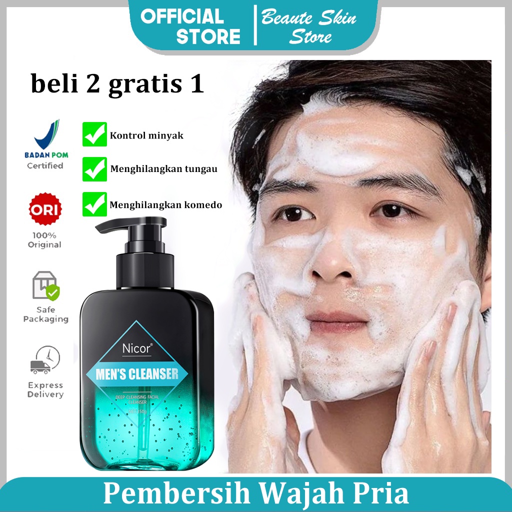 Perawatan wajah pria Pembersih Wajah penghilang jerawat pria Untuk  150g Pemutih wajah pria pria Tungau Pembersih Jerawat dan Komedo Pembersih Wajah Kontrol Minyak