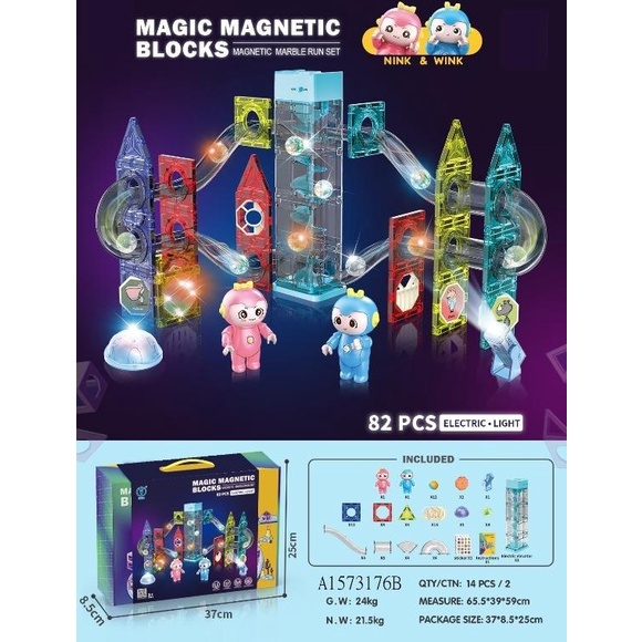 Marble Light Marble Run Block Magnetic Tiles LED Music Light Sound
