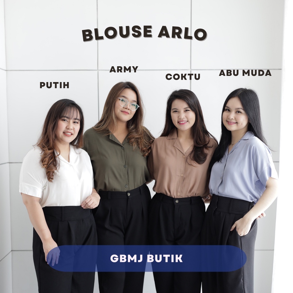 (COD) GBMJ Butik Blouse Atasan V-Neck Lengan Pendek Wanita Arlo Allsize Bahan Katun Rayon Flowy Standar Jumbo