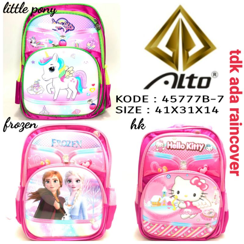 TAS RANSEL ANAK SEKOLAH PEREMPUAN BY ALTO 45777B-7. Unicorn, frozen, dan Hellokitty