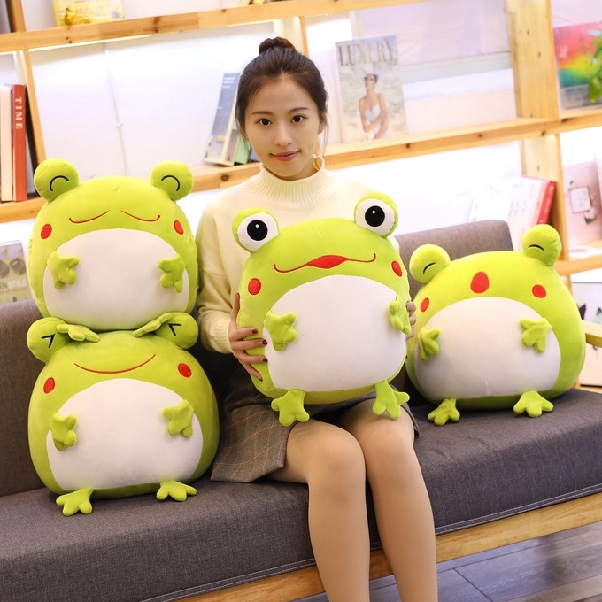 Bantal Boneka Lucu karakter Katak Kodok Frog Plush Bahan Halus Lembut Empuk
