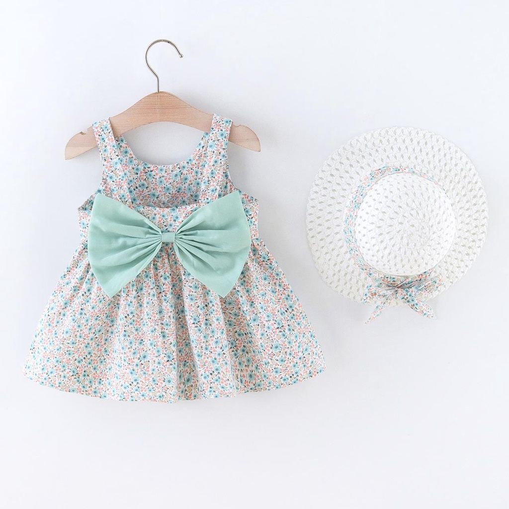 [Kirim topi] 1-4 gadis bayi musim panas gaun ceri cherry gaun bayi tips rok rok gadis musim panas rok