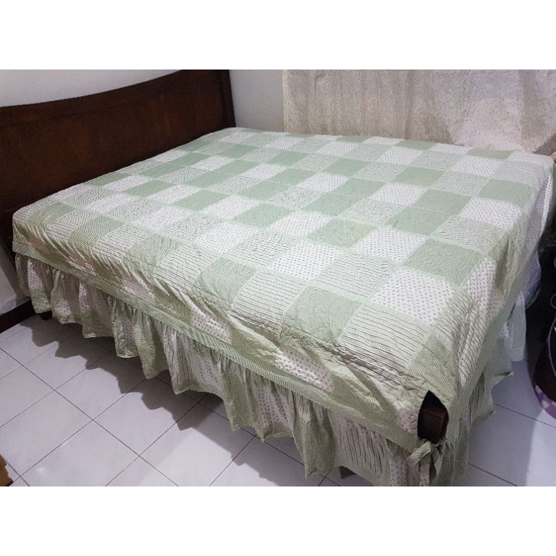 Sprei rumbai shabby vintage PC preloved hijau sage