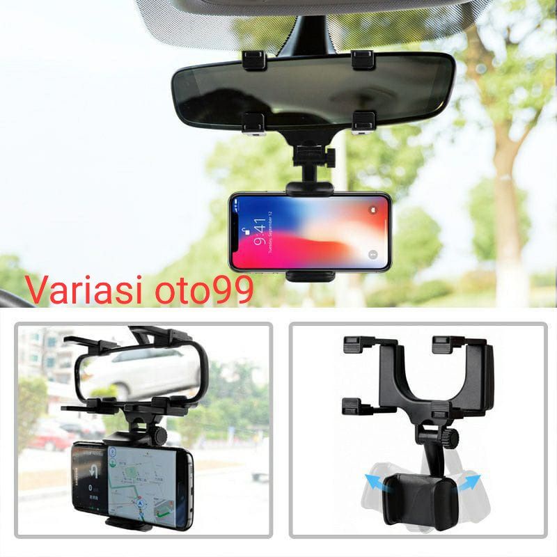 Holder HP Mobil 360° Universal 4 in 1 CAR Phone Holder Gantung Original Penyangga HP Di mobil Rearview Mirror Kaca