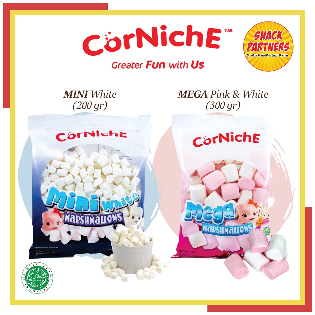 Jual CORNICHE Mini 200 GR Mega 300 GR Marshmallows Permen Kenyal