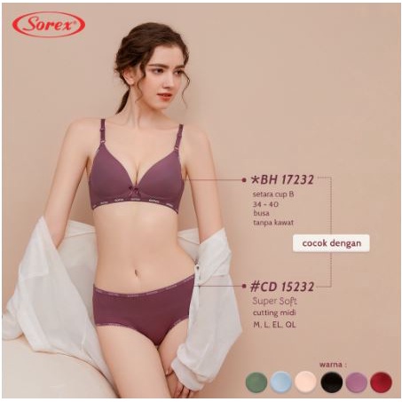 Sorex BH 17232 Bra Busa Tanpa Kawat Kait 2 Setara Cup B BH Premium Harian Casual Style Bra 17232 ASLI ORI