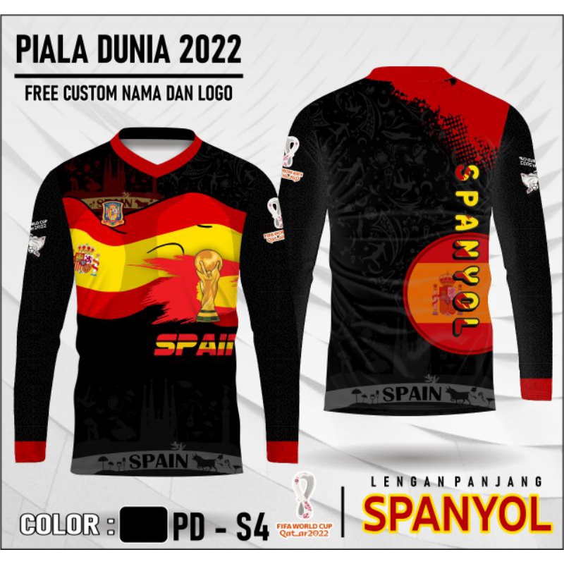 Jersey piala dunia 2022 spain baju sepak bola spanyol free nama