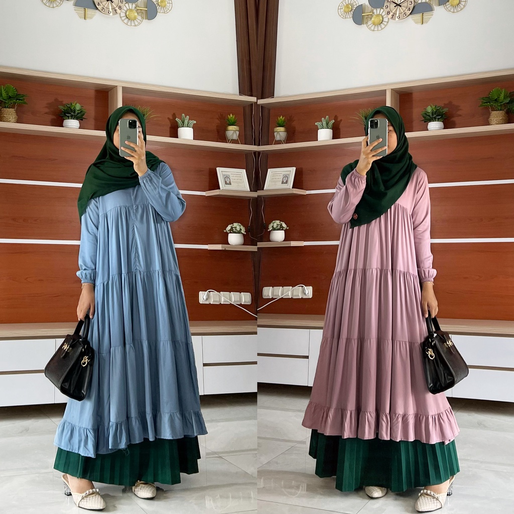 AYANA MIDI by ZALFA OUTFIT / long tunik / dress polos / dress rayon