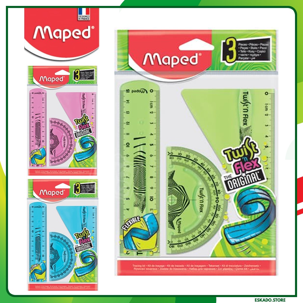 Penggaris Maped Twist'n Flex Set-3 / Penggaris Lentur Set (Warna Random)