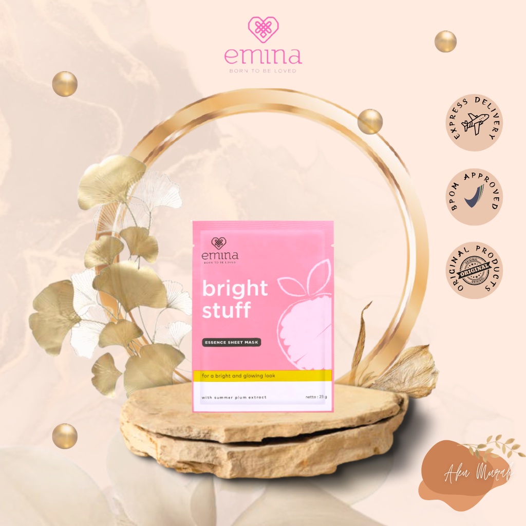 ✨ AKU MURAH ✨ Emina Bright Stuff Essence Sheet Mask 23 GR / Masker Wajah Cerah Kenyal dan Glowing