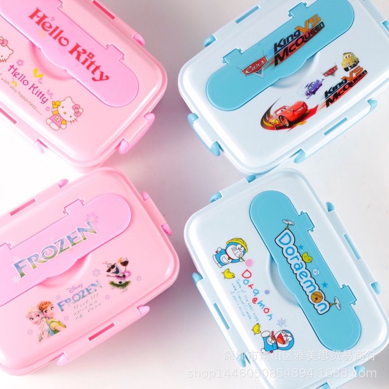 Kotak Makan Anak 3 Sekat Stainless Anti Tumpah Bocor Lunch Box Kids Set Alat Makan Bekal Sekolah Anak