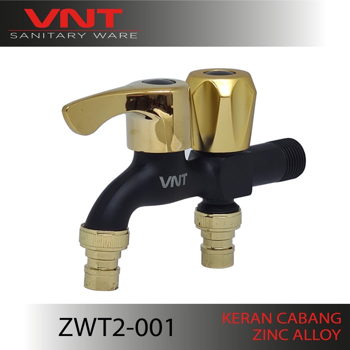 VNT Kran Air Cabang Double 1/2 Inch ZWT2-001 Mesin Cuci Keran Taman Tembok