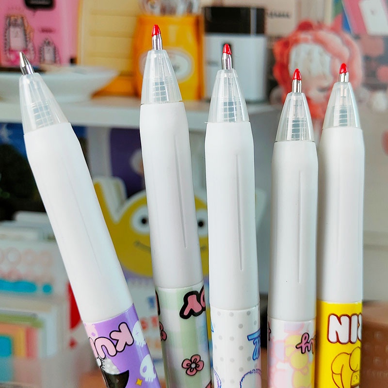 6pcs / Set Pulpen Gel 0.5mm Warna Hitam Untuk Stationery Anak