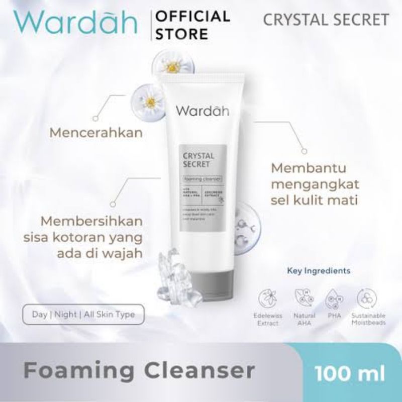 WARDAH CRYSTAL SECRET FACIAL WASH/FOAMING CLEANSER 100ML