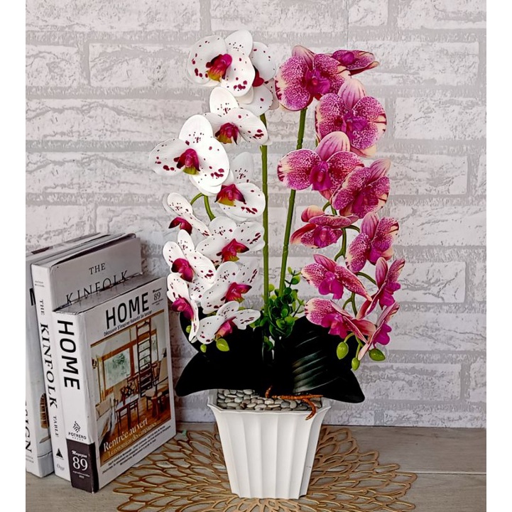 bunga anggrek latex latex mix warna pot kotak