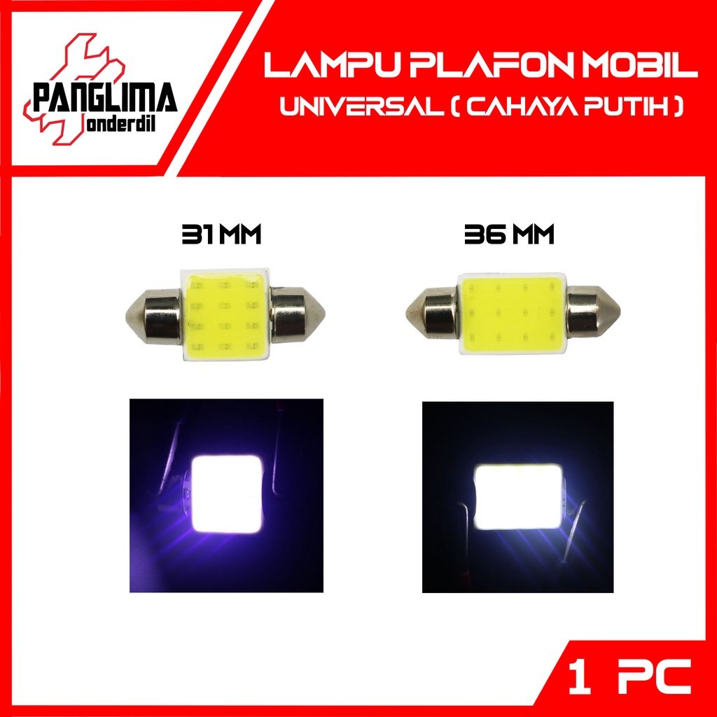 Lampu Kabin Plafon Mobil   LED COB 12 31-36 mm Interior Festoon Putih Super Terang