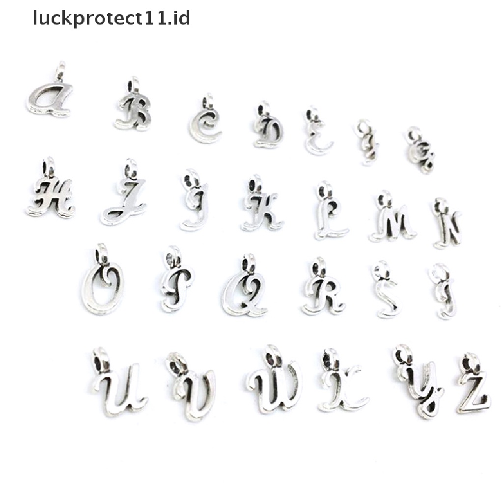 26pcs Liontin 26 Huruf Alfabet Bahasa Inggris Handmade DIY Untuk Perhiasan