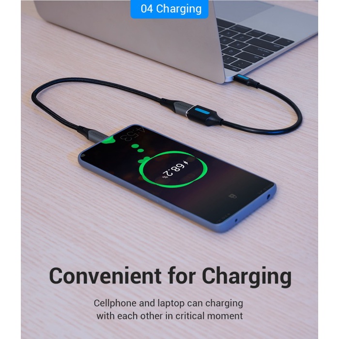 Kabel USB-C Male to USB- A Female OTG Vention 0.15M Black CCSBB