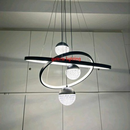 Lampu gantung minimalis ruang tamu/meja makan LED hitam