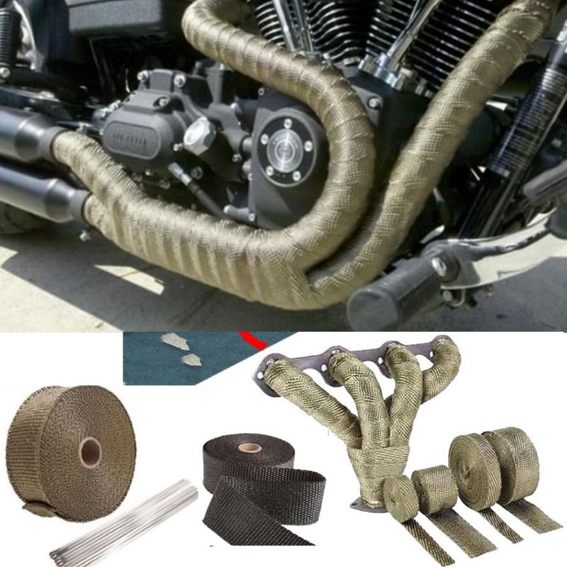 MURAH !!! Peredam Panas Knalpot - Exhaust Wrap knalpot - Lakban Peredam Panas Knalpot Peredam Panas FiberGlass Knalpot KABEL TIES