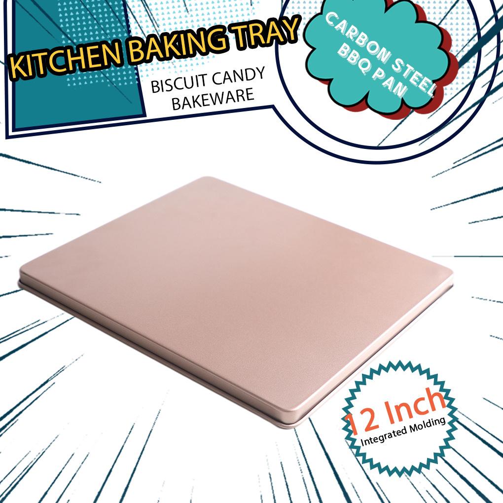 12inch Baking Pan Persegi Panjang Carbon Steel Grill Tray Golden Biskuit Permen Snack