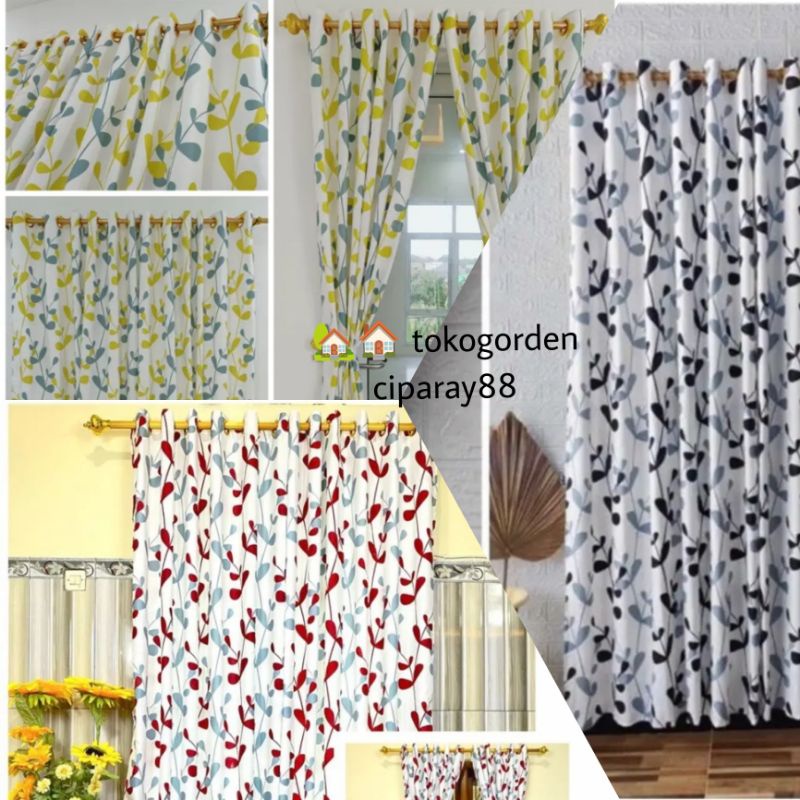 Gorden Montero hitam hijau merah gorden jendela minimalis gorden smokring
