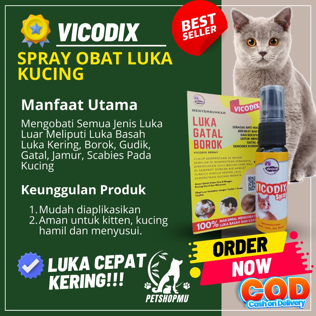 Jual Obat Luka Kucing Vicodix Untuk Mengobati Semua Jenis Luka Luar