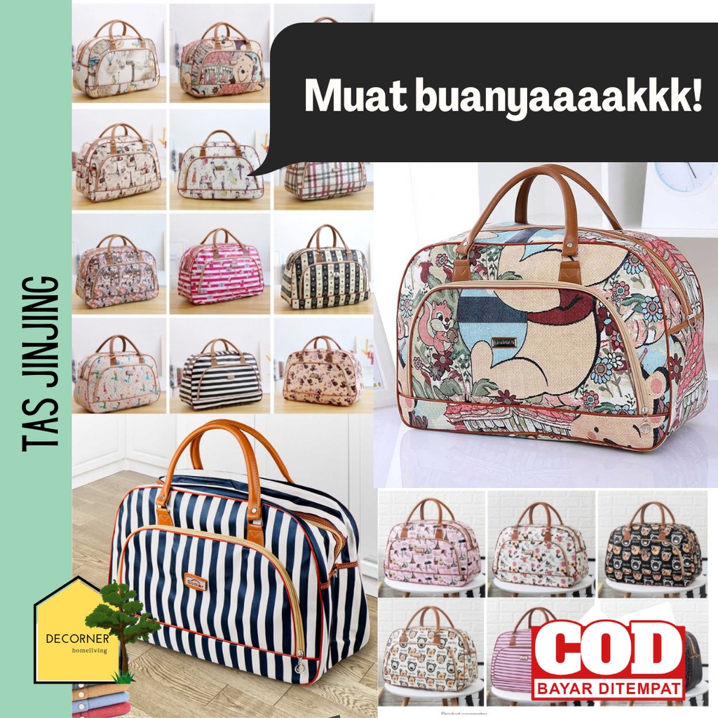 Tas Jinjing Kulit Besar Muat Banyak Untuk Travel Motif Wanita PU Leather