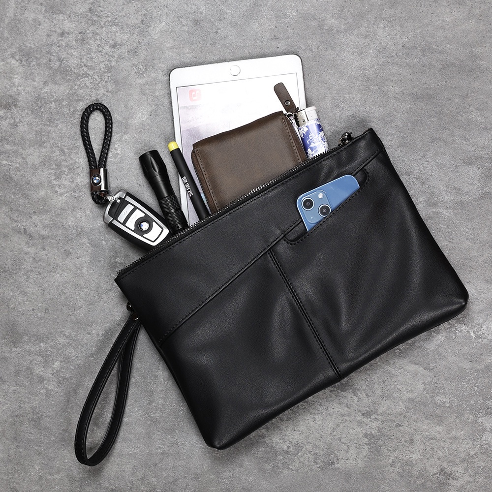 Clutch Pria XZ5 Wanita Kulit Tas Selempang Costum Nama Logo