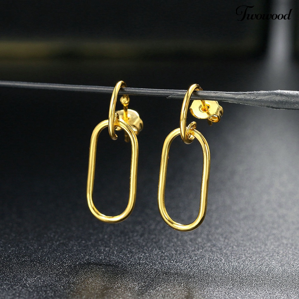 1 Pasang Anting Hook Bentuk Setengah C Oval Geometris Untuk Pesta Pernikahan