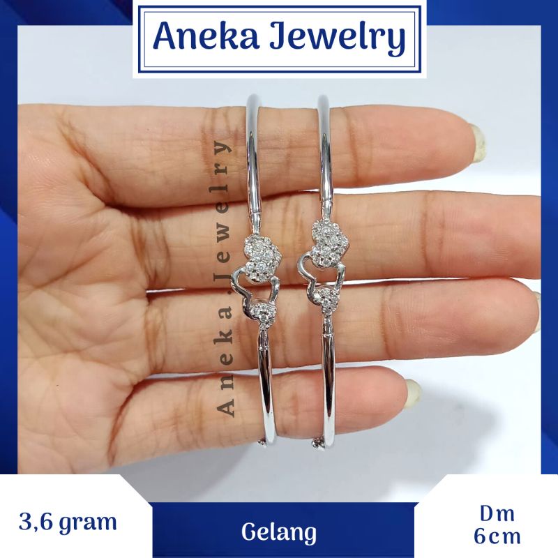 Gelang Pipa Mata Love, Perak 925, Sepuh Emas Putih