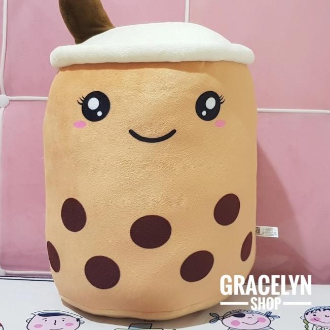 Boneka bantal boba milk tea brown sugar JUMBO - Brown Sugar