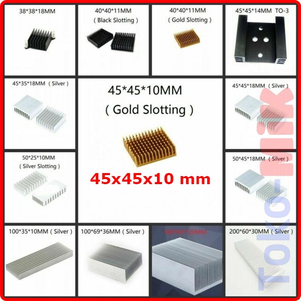 Gold Heatsink Pendingin Aluminium heat sink 40x40 mm 4.0x4.0 cm CPU IC