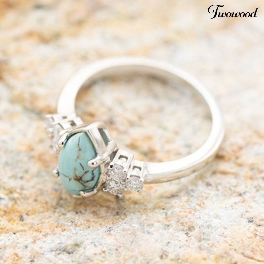 3pcs / Set Cincin Batu Turquoise Imitasi Untuk Wanita