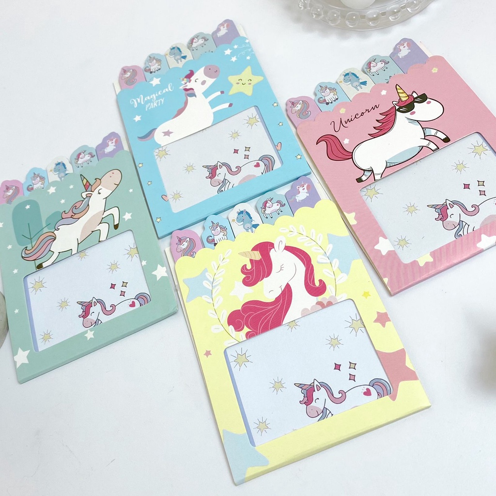 Jual Sticky Notes Lipat Unicorn / Memo Stick Marker Slim Pembatas Buku ...