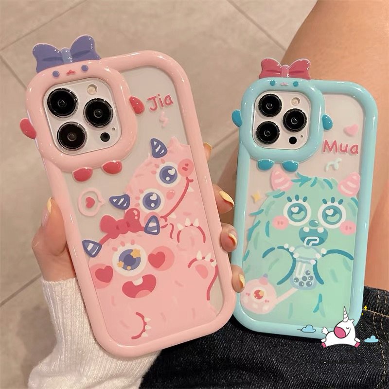 Kartun Little Monsters Case Realme C15 C33 C21Y C31 C11 C25Y C35 C30 C25 C25s C21 C2 C1 C3 C17 9 9pro+7 8 8i 8pro 5 6i 9i 5 7i Busur 3D Lucu Lensa Monster Kecil Soft Casing Cover