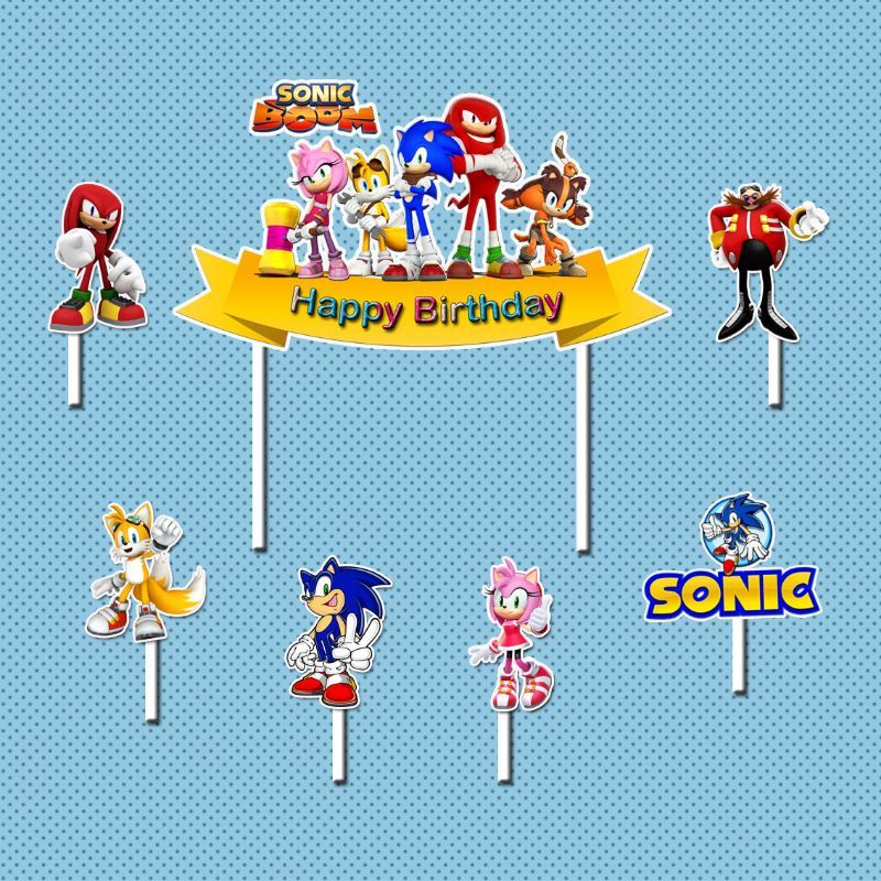 topper toper hiasan tusukan kue cake ulang tahun happy birthday karakter sonic