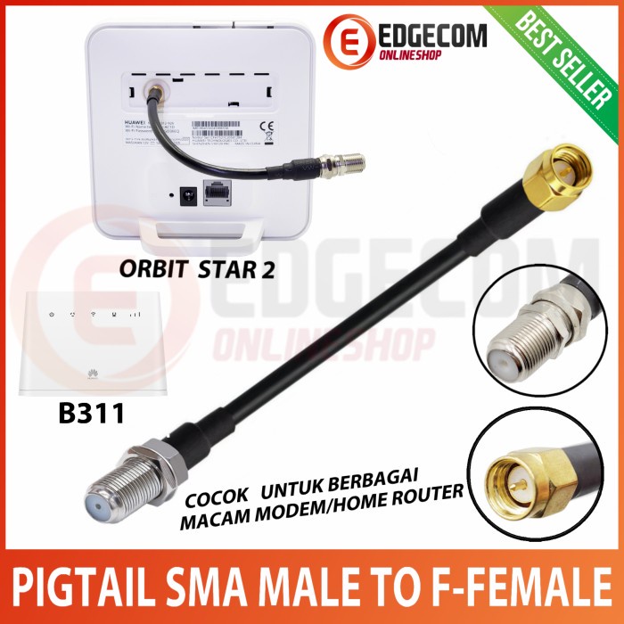 Kabel Pigtail Modem Router Orbit Star 2, B311 F Female To Sma Male Single